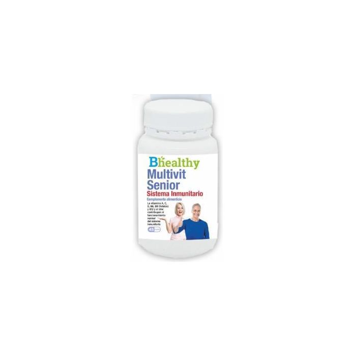 Bhealthy Multivit Senior: Complemento Alimenticio con Vitaminas, Zinc, Lactoferrina, Vitaminas A, B6, B12, C, D3 y Ácido Fólico. Envase de 45 Cápsulas.