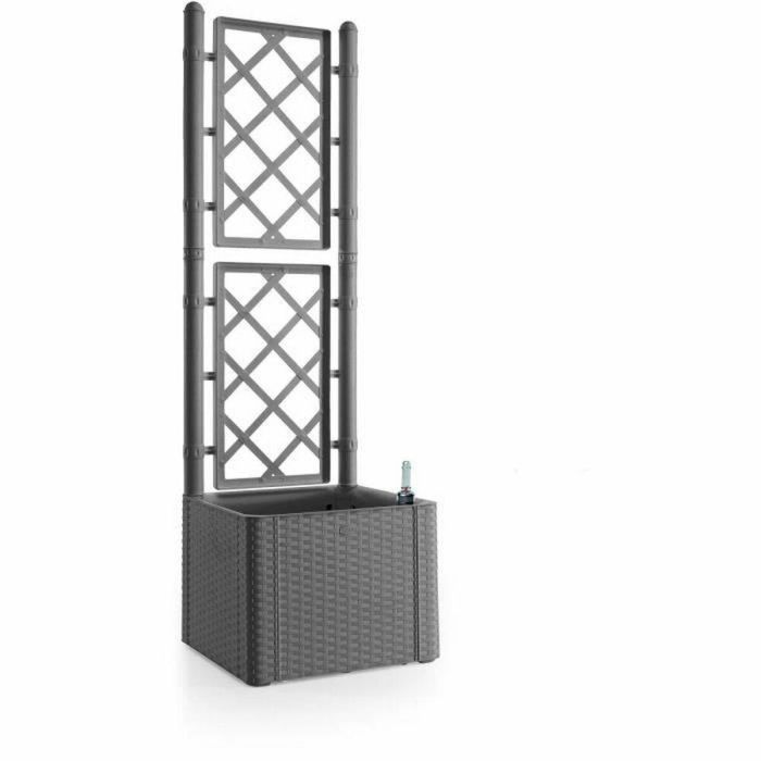 Stefanplast Jardinera Deluxe cuadrada con celosía (malla), gris piedra, ideal para plantas trepadoras - 43x43x142 cm alto Stefanplast Jardinera Deluxe cuadrada con celosía (malla), gris piedra, ideal para plantas trepadoras - 43x43x142 cm alto