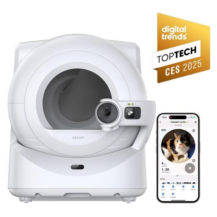 Petkit P9903 Arenero Gato Autolimpiable Automático con App - Caja de Arena Inteligente PETKIT Purobot Max Blanco 1
