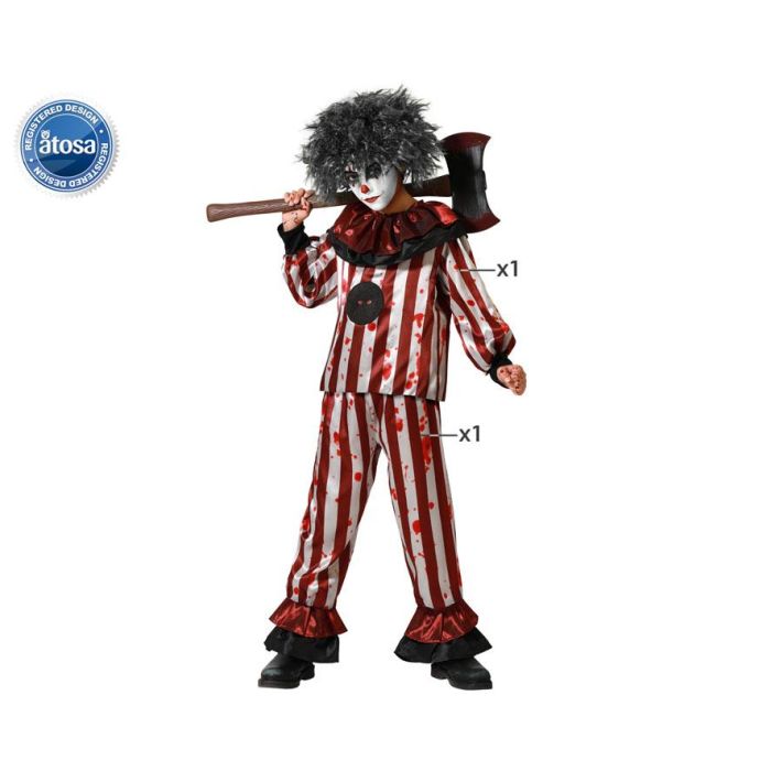 Disfraz Payaso Halloween Rojo Camiseta Con Pantalón Niño 7-9 Años Disfraz Payaso Halloween Rojo Camiseta Con Pantalón Niño 7-9 Años