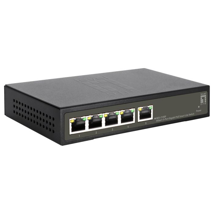 Level one GES-2105P Switch Smart Lite Gigabit PoE de 5 Puertos, 4 Salidas PoE, 60W PoE Total Level one GES-2105P Switch Smart Lite Gigabit PoE de 5 Puertos, 4 Salidas PoE, 60W PoE Total