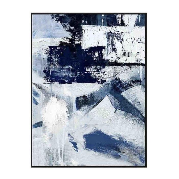 DKD Home Decor Cuadro Abstracto Estilo Loft de Lienzo y PS Azul Blanco 60x45 cm - Pack de 2 Unidades Hecho a Mano