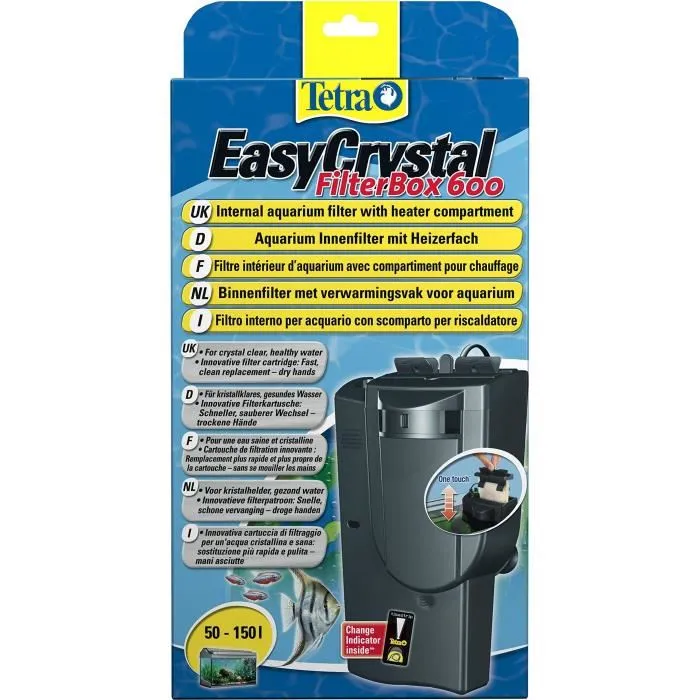 Tetra Easycrystal 600 Filtro Interno para Acuarios de 50 a 150 L, Caudal 600 L/h, Agua Limpia y Saludable 1