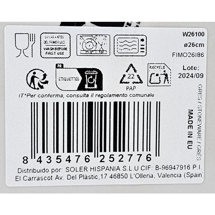 La Mediterranea Plato Llano 26 cm Adhara Monaco Brillo (6 Unidades) 2