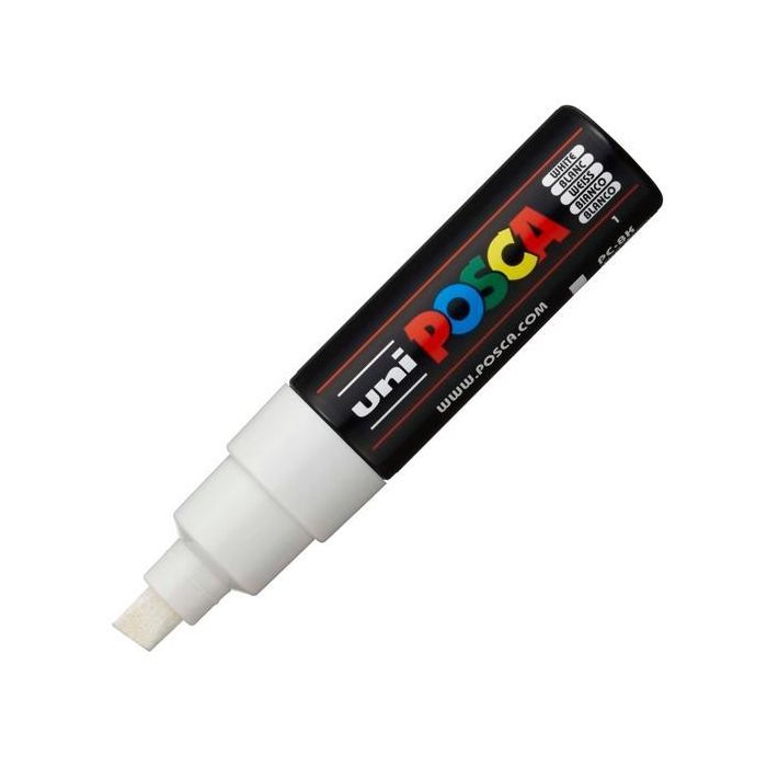 POSCA PC-8K Marcador No Permanente Punta Biselada 8.0 mm Blanco - Tinta Base Agua, Resistente a la Luz, Inodoro POSCA PC-8K Marcador No Permanente Punta Biselada 8.0 mm Blanco - Tinta Base Agua, Resistente a la Luz, Inodoro