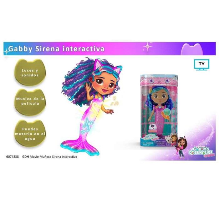Muñeca sirena interactiva la casa de muñecas de gabby la pelicula con luces y sonidos. 6 Muñeca sirena interactiva la casa de muñecas de gabby la pelicula con luces y sonidos. 6