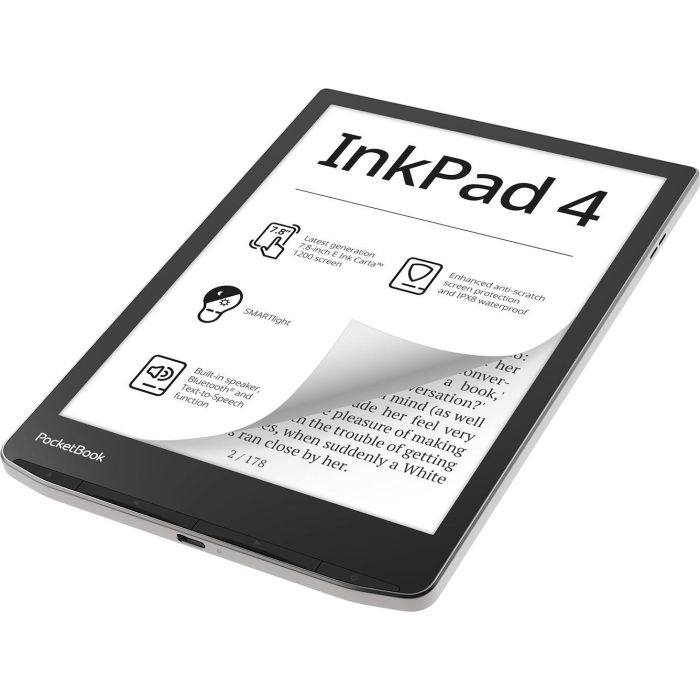 PocketBook InkPad 4 Lector de libros electrónicos 7.8" E Ink Carta Stardust Silver 32GB Wi-Fi 2