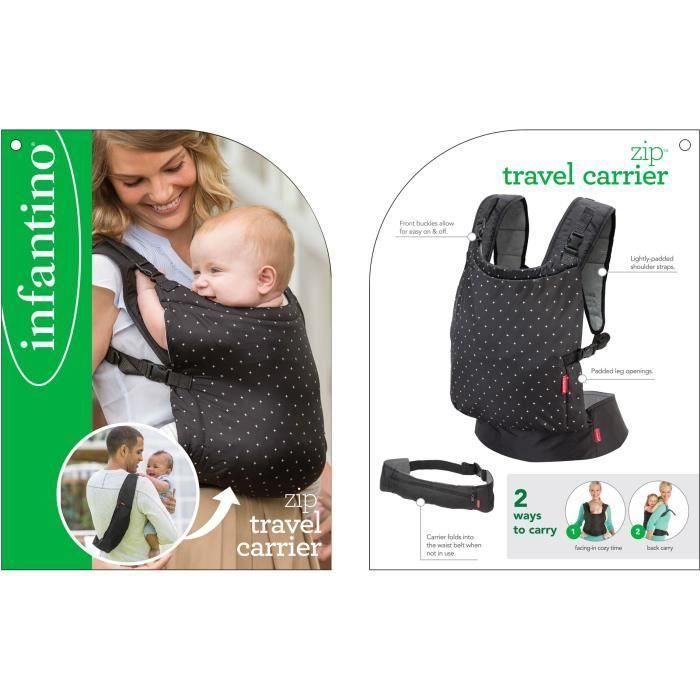 Infantino Portabebés de Viaje Ultra Compacto Plegable Riñonera con Cremallera Plátano - Tirantes Acolchados y Cinturón Ajustables, Lavable 2 Infantino Portabebés de Viaje Ultra Compacto Plegable Riñonera con Cremallera Plátano - Tirantes Acolchados y Cinturón Ajustables, Lavable 2