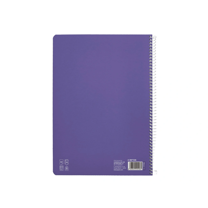 Liderpapel Cuaderno Espiral DIN A4 Tapa Dura 80 Hojas 90gr Cuadro Pautado 2,5mm Lila 2