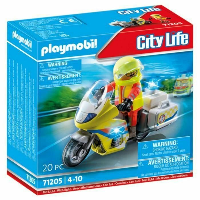 Moto de emergencias con luz intermitente playmobil city life