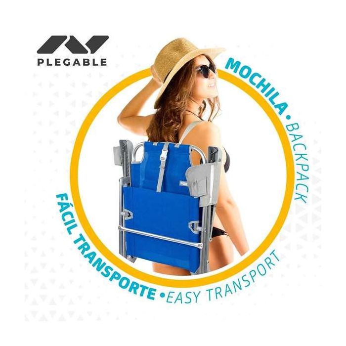 Silla playa pegable aluminio mochila 47x63x99 cm con cojin y bolsa. 3 Silla playa pegable aluminio mochila 47x63x99 cm con cojin y bolsa. 3
