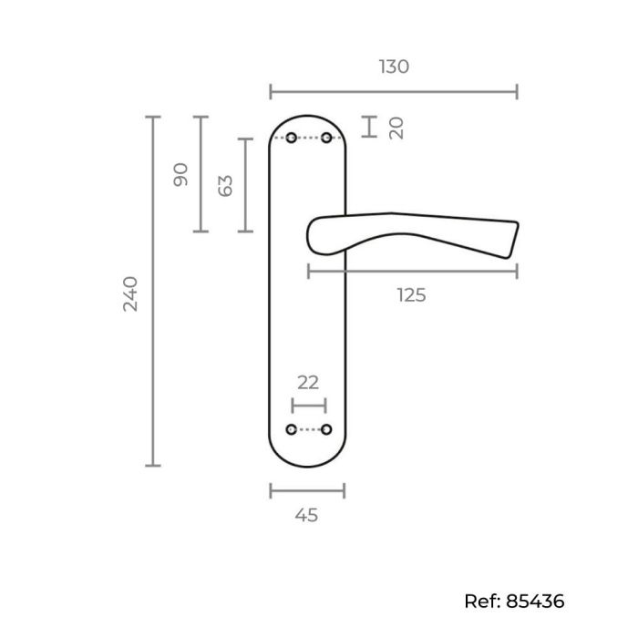 Edm Manillas 707 Níquel Satinado Juego de Manillas Placa Acero Maneta Aluminio Blíster 240x45mm 2