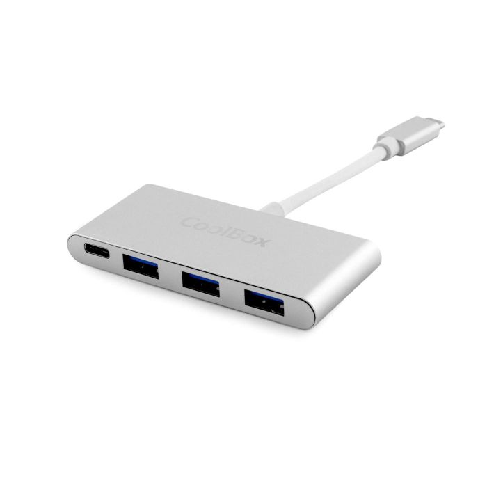 Coolbox Hub 3 Puertos USB 3.0 con Carga Rápida BC 1.2 y Puerto USB-C PowerDelivery