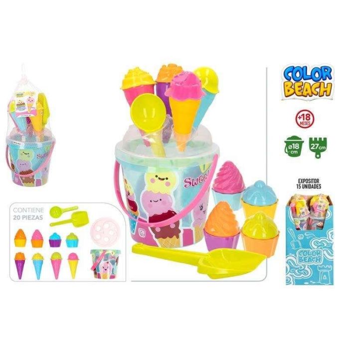 Cubo de playa sweet time 18 cm con accesorios 20 piezas 1 Cubo de playa sweet time 18 cm con accesorios 20 piezas 1