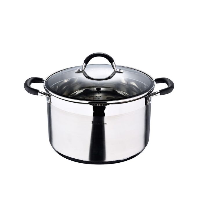 Masterpro Olla Foodies Bgmp-1506-bk, Acero Inoxidable 18/10, 9.5L, Ø28x16.5cm, Tapa de Vidrio, Inducción 0 Masterpro Olla Foodies Bgmp-1506-bk, Acero Inoxidable 18/10, 9.5L, Ø28x16.5cm, Tapa de Vidrio, Inducción 0