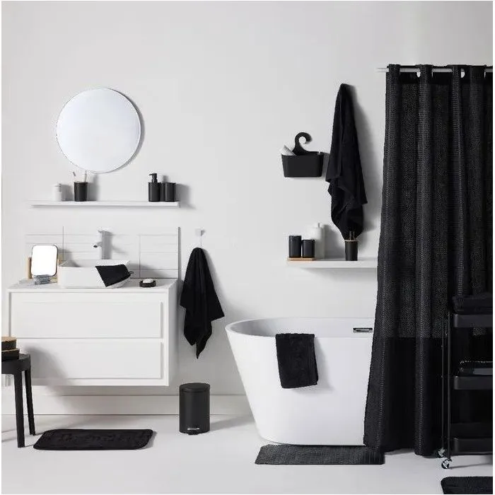 Today TOD3574641271251 Juego de Ducha con Cesta, Alfombrilla y Cortina - Negro 2