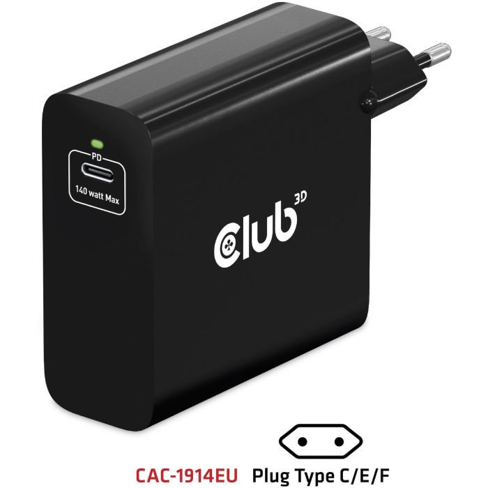Club3D Ladegerät 1xUSB Typ C PD 140W. GaN retail 10
