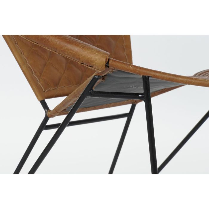 DKD Home Decor Silla Vintage de Metal y Piel, Marrón Claro y Negro, Altura Asiento 43 cm, Dimensiones 81x67x71 cm 3 DKD Home Decor Silla Vintage de Metal y Piel, Marrón Claro y Negro, Altura Asiento 43 cm, Dimensiones 81x67x71 cm 3