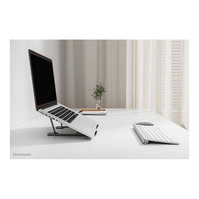 Neomounts NSLS085GREY Soporte para portátil, Gris, Aluminio, Plegable, Universal, para Pantallas de 10-17 Pulgadas, Carga Máxima 5kg 7