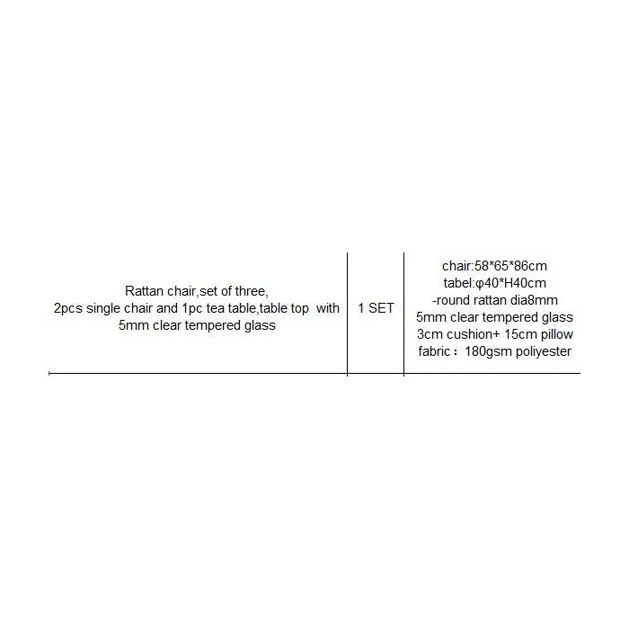 DKD Home Decor Mesa Terraza y Jardin Set de 3 Piezas, Marron Claro, 65 x 86 x 58 cm, Metal y Ratan Sintetico