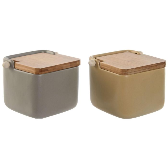 Salero Basicos DKD Home Decor Gris Beige 12 x 11 x 15 cm (2 Unidades)