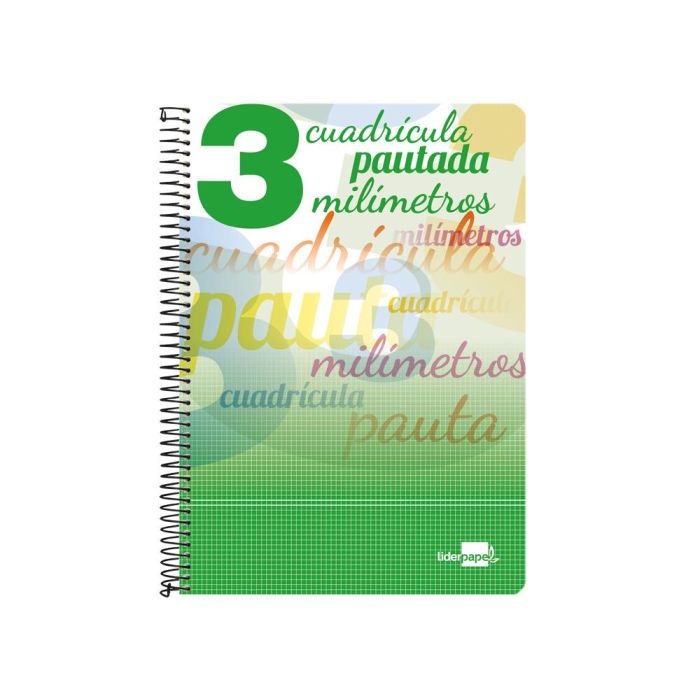 Cuaderno Espiral Liderpapel Folio Pautaguia Tapa Blanda 80H 75 gr Cuadro Pautado 3 mm Con Margen Colores Surtidos 8 unidades 1