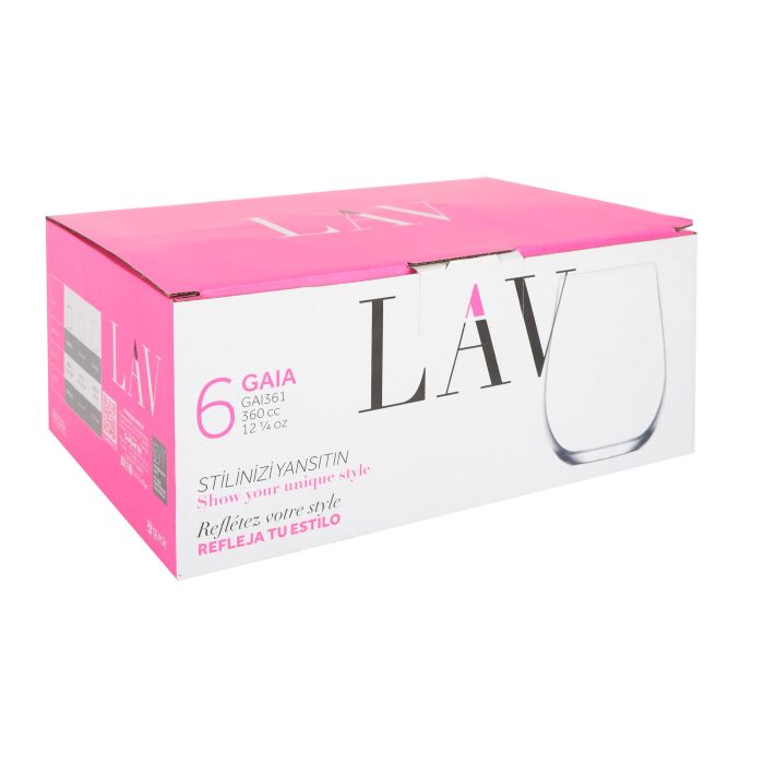 Lav Set de 6 Vasos 360 ml Colección Gaia - Medidas 6.5 x 8 x 10 cm (8 Cajas) 2