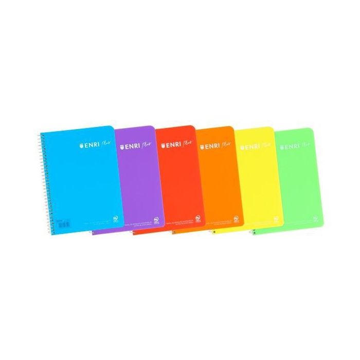 Enri Cuaderno Espiral 80 Hojas 90 gr Cuadrícula 5x5 Tapa Plástico Folio (Pack 5 Unidades Surtidas) (5 Unidades)