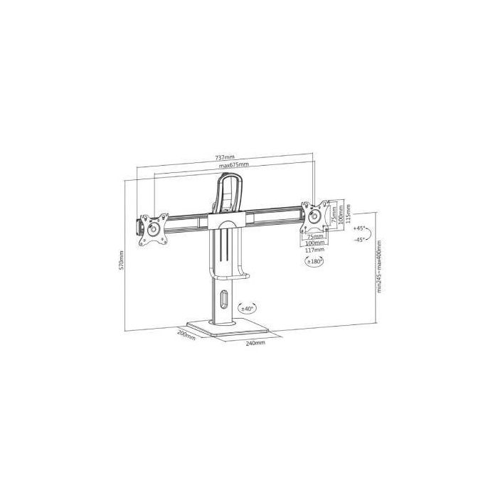 Aisens Soporte de Mesa Profesional para 2 Monitores 17"-27", Giratorio e Inclinable, Negro - Compatible con VESA 75x75 y 100x100mm 4 Aisens Soporte de Mesa Profesional para 2 Monitores 17"-27", Giratorio e Inclinable, Negro - Compatible con VESA 75x75 y 100x100mm 4