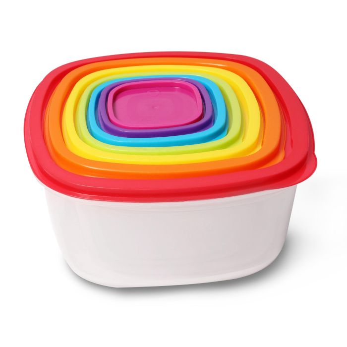 Privilege Set de 7 Fiambreras Apilables Cuadradas 25.5 x 25.6 x 12.5 cm (12 Unidades) 9