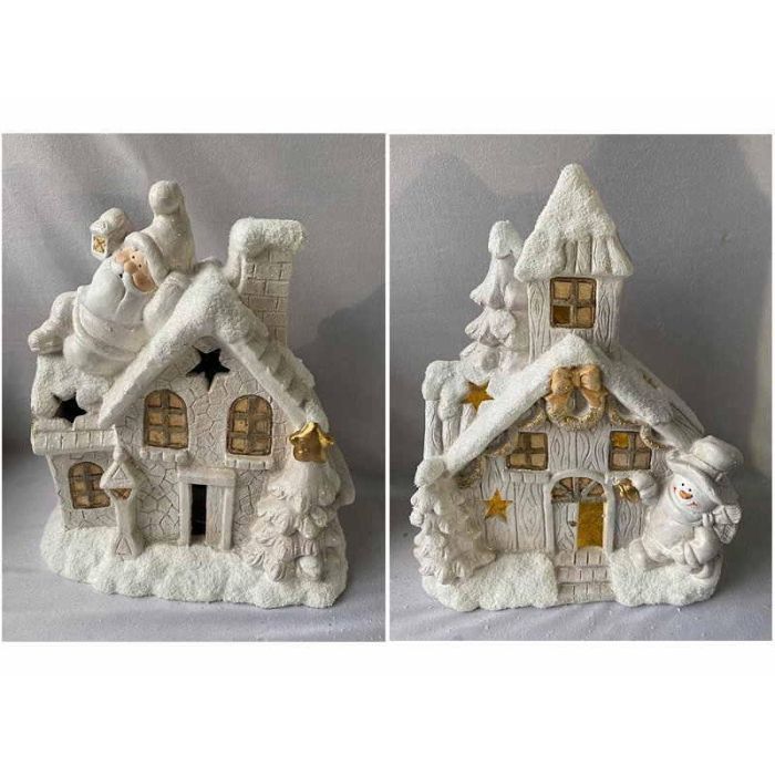 Casa Navidad Moderna DKD Home Decor Blanco 21 x 45 x 38 cm (2 Unidades)