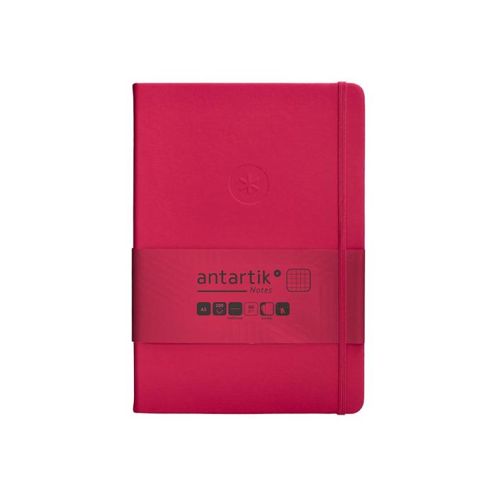 Cuaderno Con Gomilla Antartik Notes Tapa Dura A5 Hojas Cuadricula Burdeos 100 Hojas 80 gr Fsc 1