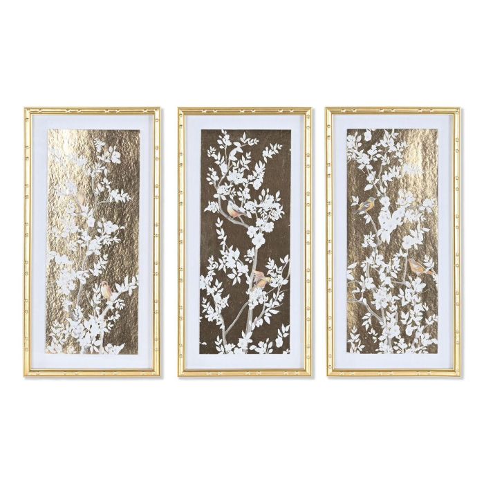 DKD Home Decor Cuadro Oriental Dorado, Set de 3 Unidades, 60x30x3.5 cm, Cristal y Poliestireno, Diseño Ramas DKD Home Decor Cuadro Oriental Dorado, Set de 3 Unidades, 60x30x3.5 cm, Cristal y Poliestireno, Diseño Ramas