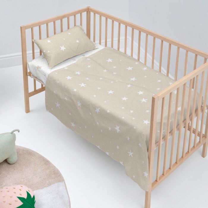 Juego de Sábanas HappyFriday Basic Kids Little star Beige Cuna de Bebé 2 Piezas 4 Juego de Sábanas HappyFriday Basic Kids Little star Beige Cuna de Bebé 2 Piezas 4
