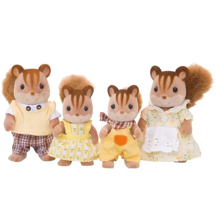 Sylvanian Families Familia de Ardillas Rojas 4 Personajes Articulados: Mamá, Papá, Hijo e Hija, Ropa Quita y Pon, A Partir de 3 Años 1