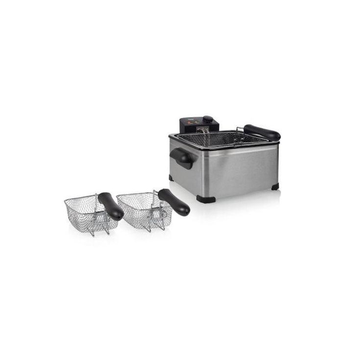 Tristar FR-6949 Freidora de Aceite 2000W, 5L, con 3 Cestas (para freír simultáneamente), Zona Fría, Visor y Termostato Ajustable 1