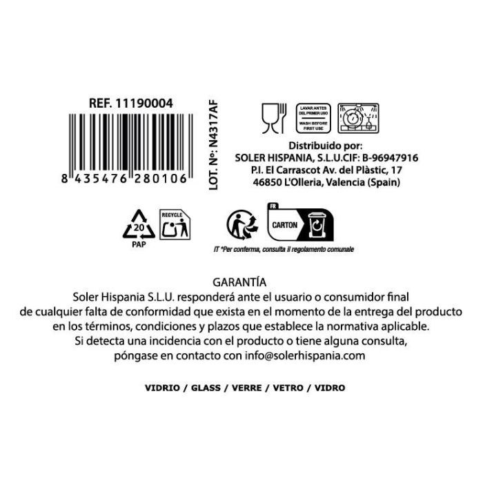 Vaso Lavere 400 cc - Inde (48 Unidades) 8 Vaso Lavere 400 cc - Inde (48 Unidades) 8