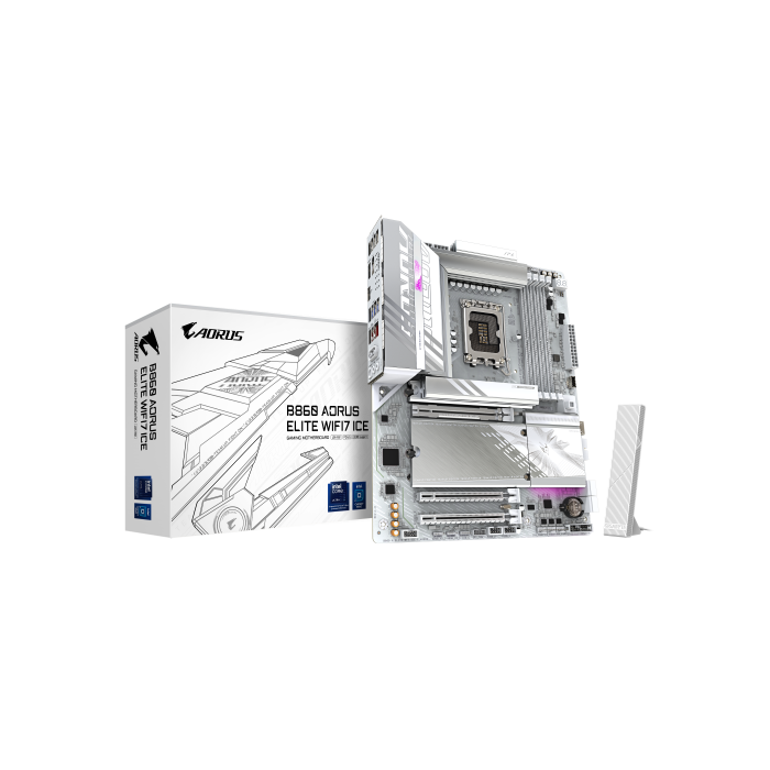GIGABYTE AORUS B860 AORUS ELITE WIFI7 ICE Placa Base Intel B860 LGA 1851 ATX, DDR5 hasta 9200MHz, PCIe 5.0, Wi-Fi 7, LAN 2.5G, USB 4 0 GIGABYTE AORUS B860 AORUS ELITE WIFI7 ICE Placa Base Intel B860 LGA 1851 ATX, DDR5 hasta 9200MHz, PCIe 5.0, Wi-Fi 7, LAN 2.5G, USB 4 0