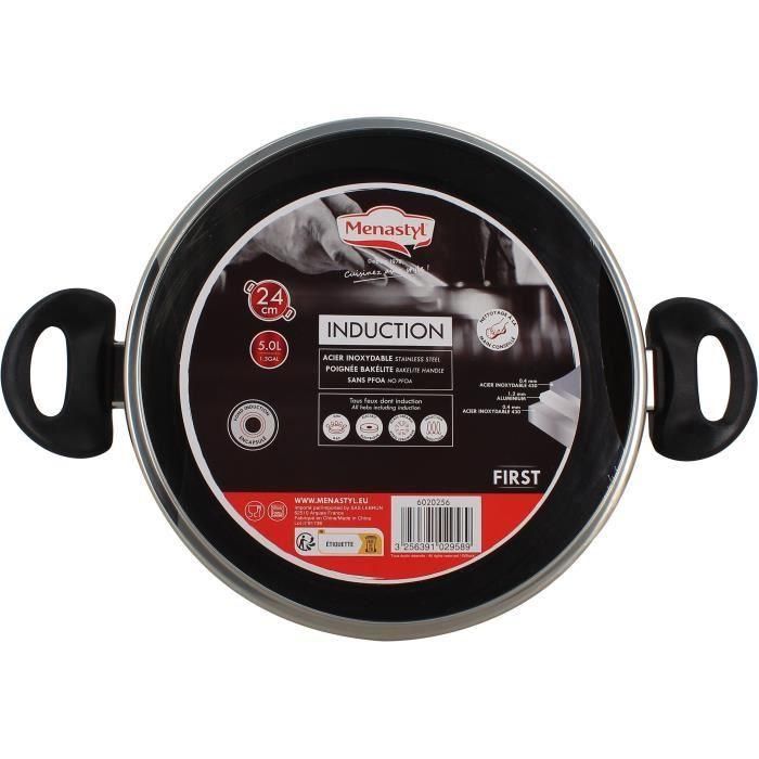 Horno holandés - MENASTYL - 6020256 - Acero inoxidable - 24 cm - Apto para todo tipo de fuegos, incluida inducción 1 Horno holandés - MENASTYL - 6020256 - Acero inoxidable - 24 cm - Apto para todo tipo de fuegos, incluida inducción 1
