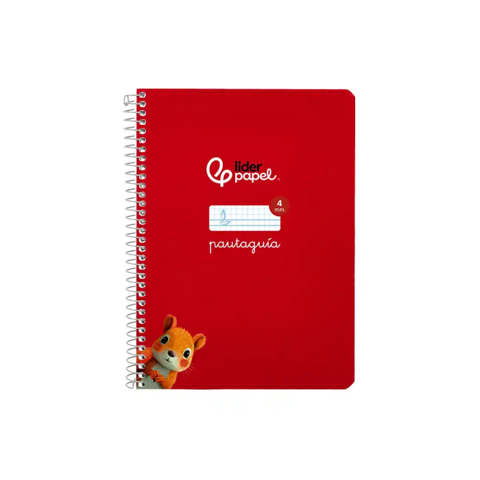 Liderpapel Cuaderno Espiral A5 Pautaguía Tapa Blanda 40 Hojas 75gr Cuadro Pautado 4mm Rojo 1