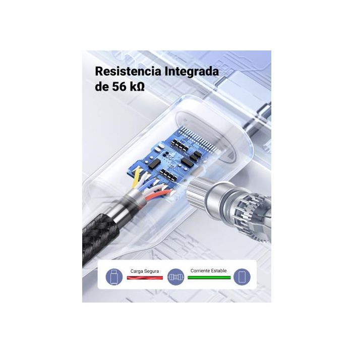 UGREEN 60126 Cable USB C a USB A de 1m, Carga Rápida 3A, Negro/Gris 6