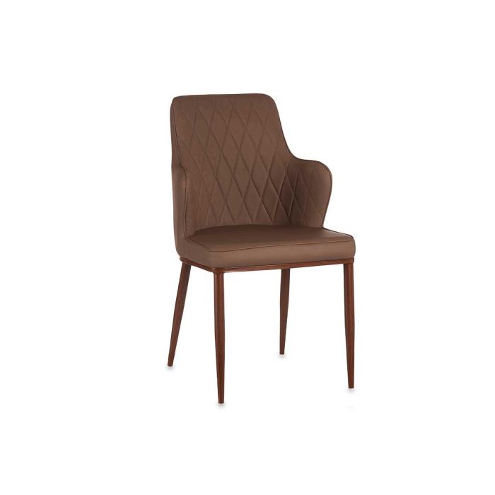 Sillón Marrón Clásico Rombos Giftdecor 53x90x43 cm - Tela Polipiel y Acero (2 Unidades) 1 Sillón Marrón Clásico Rombos Giftdecor 53x90x43 cm - Tela Polipiel y Acero (2 Unidades) 1