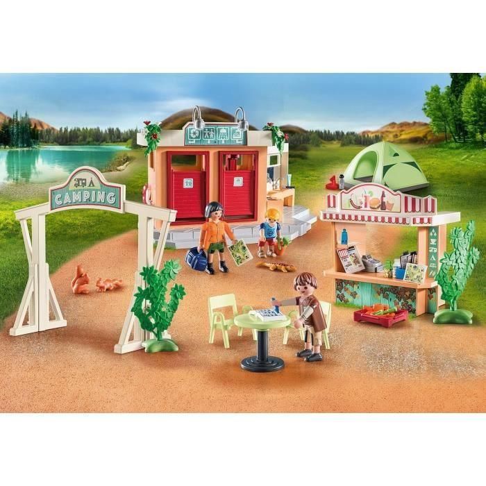Playmobil 71424 Camping - Gran conjunto de juego completo con edificio de baños, cocina equipada y quiosco para niños +4 años 2
