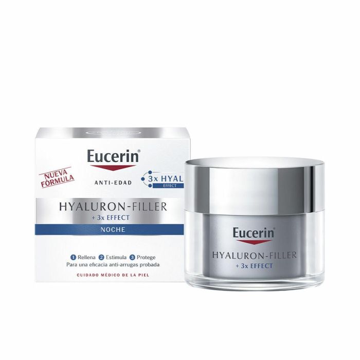 Eucerin HYALURON FILLER Noche, Crema Facial Antiedad Antiarrugas con Dexpantenol. Pieles Rejuvenecidas y Regeneradas 50 ml