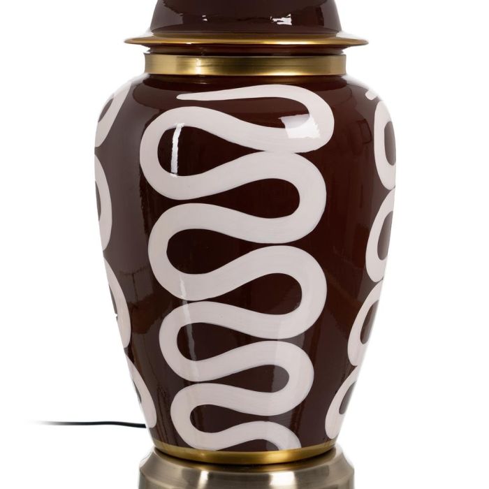 Lámpara Mesa Blanco-Marrón Porcelana 24 X 24 X 50 cm