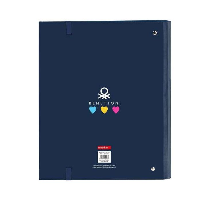 Safta Carpeta de Anillas 4x35 mm con Recambio 100 Hojas A4, Tapas Duras Forradas y Cierre con Goma Benetton Love 1