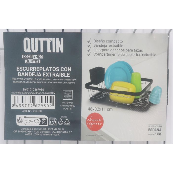 Escurreplatos con bandeja Qutti 46x32x11 cm - Confortime (6 Unidades) 6 Escurreplatos con bandeja Qutti 46x32x11 cm - Confortime (6 Unidades) 6