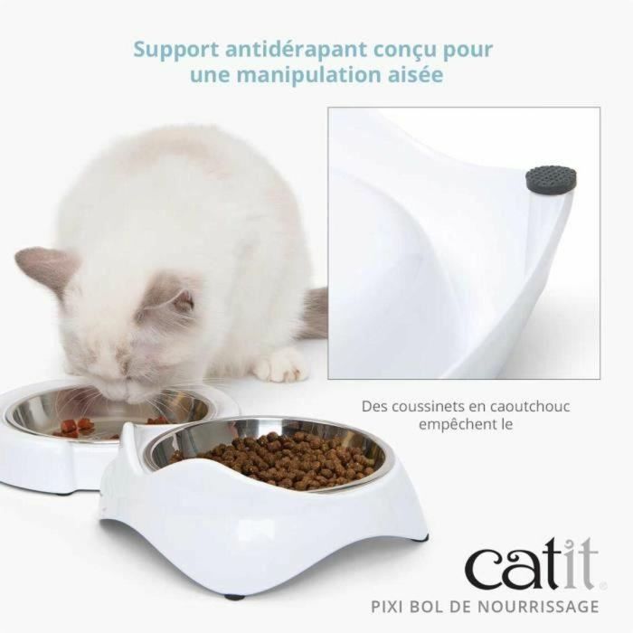 Comedero para gatos - CATIT - PIXI - 2 x 200 ml - Doble - Cuencos extraíbles de acero inoxidable - Blanco 1 Comedero para gatos - CATIT - PIXI - 2 x 200 ml - Doble - Cuencos extraíbles de acero inoxidable - Blanco 1