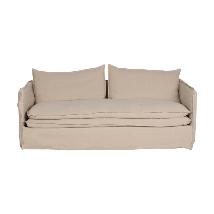 Sofá 3 Plazas Crema Tejido-Madera 210 X 97 X 89 cm