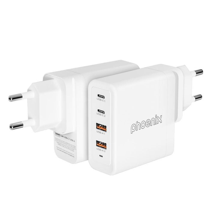 Cargador GaN USB Tipo C 100W - 2 Puertos USB C + 2 Puertos USB A - Carga Rápida para Laptop, Tablet y Dispositivos